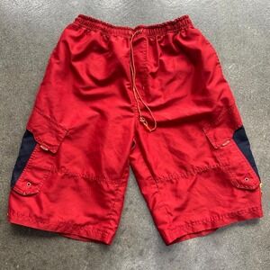 Vintage Y2K OTB One Tough Brand Red Cargo Drawstring Shorts Women's Small